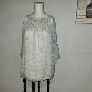 Sheer Floral Print Women's Top With Lining Giusy Slze L Made In Italy